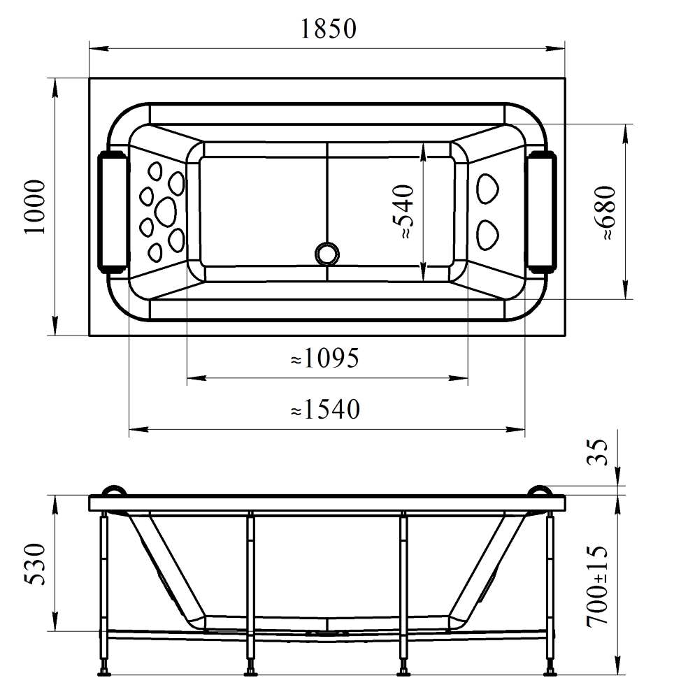 Ванна акриловая Радомир "Хельга 170Х90" 170х90