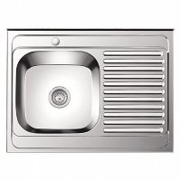 Мойка L68060 L декор (800х600х180) толщ. 0,8мм накл. с крылом